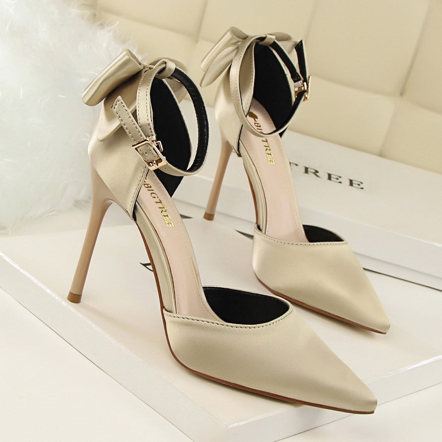Luxe Bloom Satin Bow Stilettos