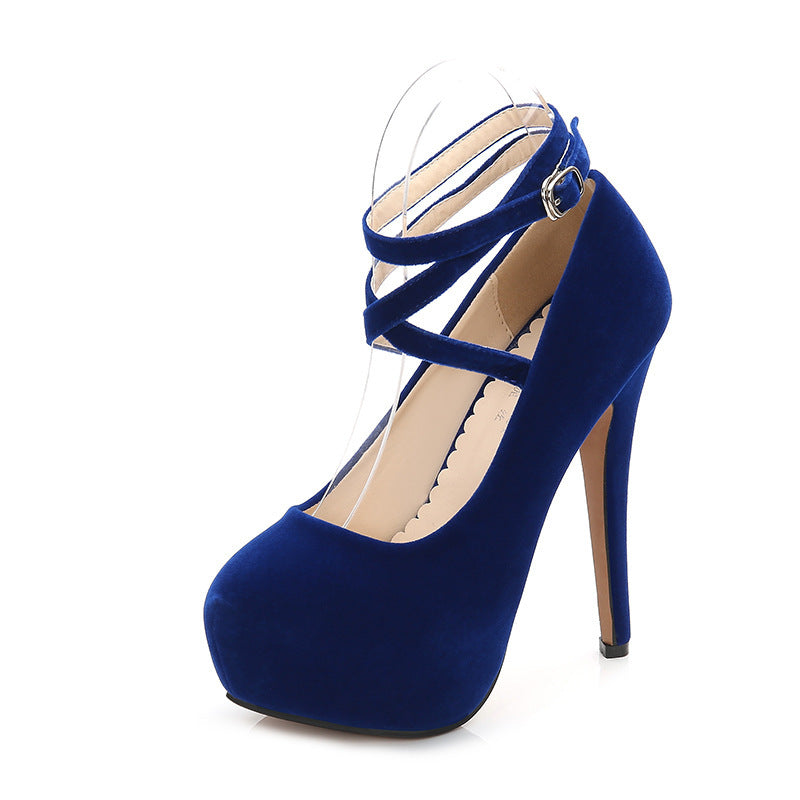 Ultra-Lift Suede Cross Strap Platform Heels
