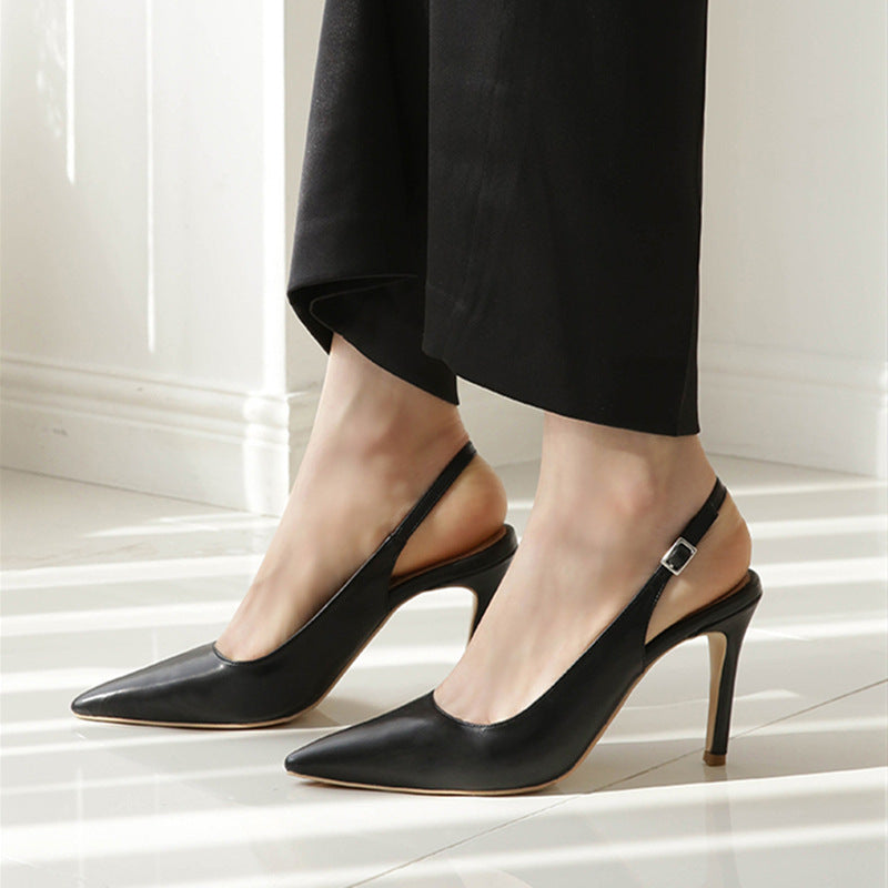 Sleek Pointed Buckle High Heels – Sculpted Elegance in Every Step
