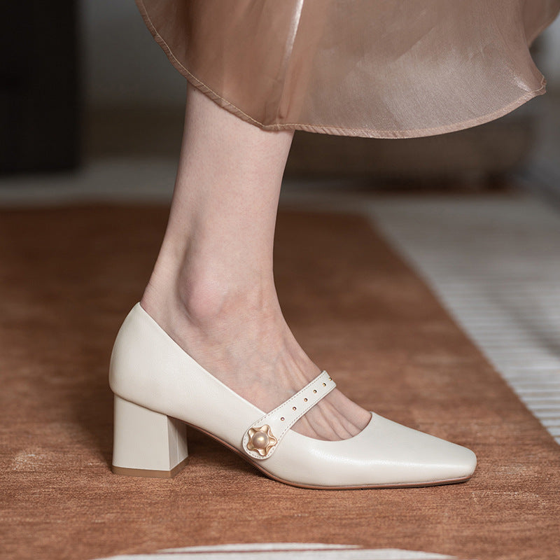 Vintage Mary Jane Leather High Heels