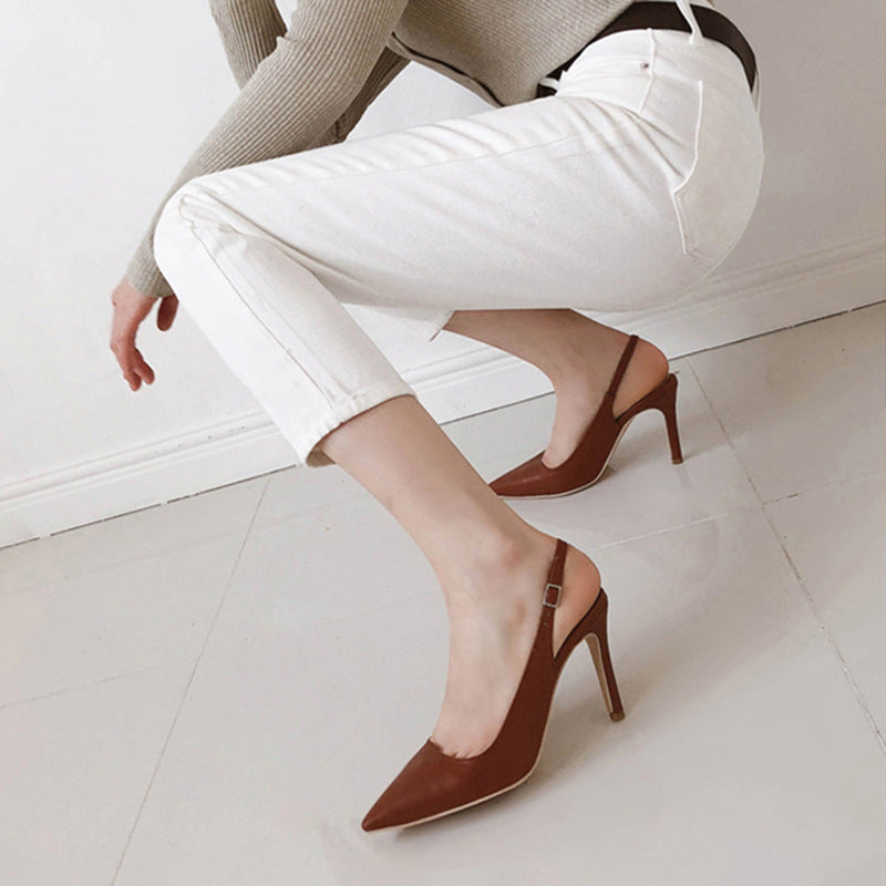 Sleek Pointed Buckle High Heels – Sculpted Elegance in Every Step