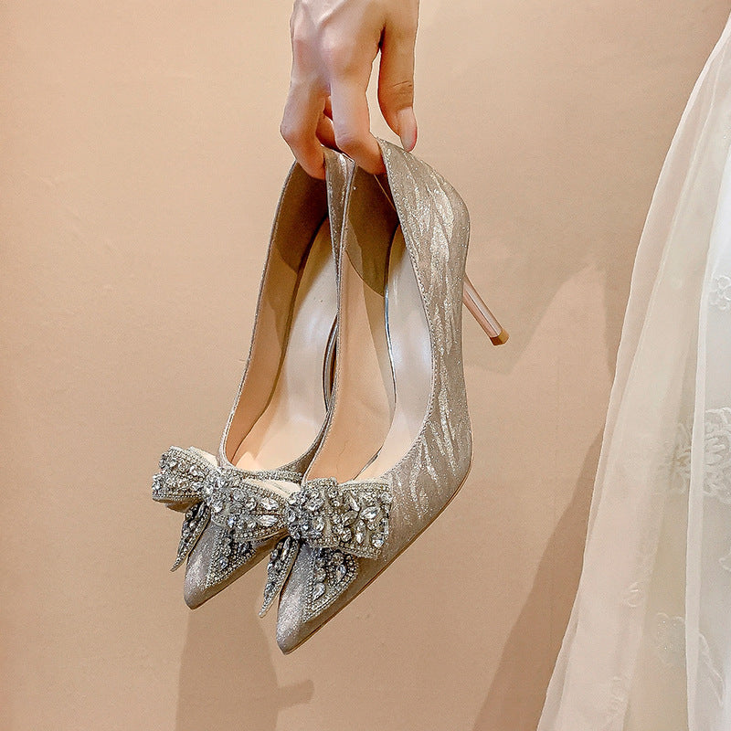 Celina Rhinestone Bow Stiletto Heels – Shine in Every Step