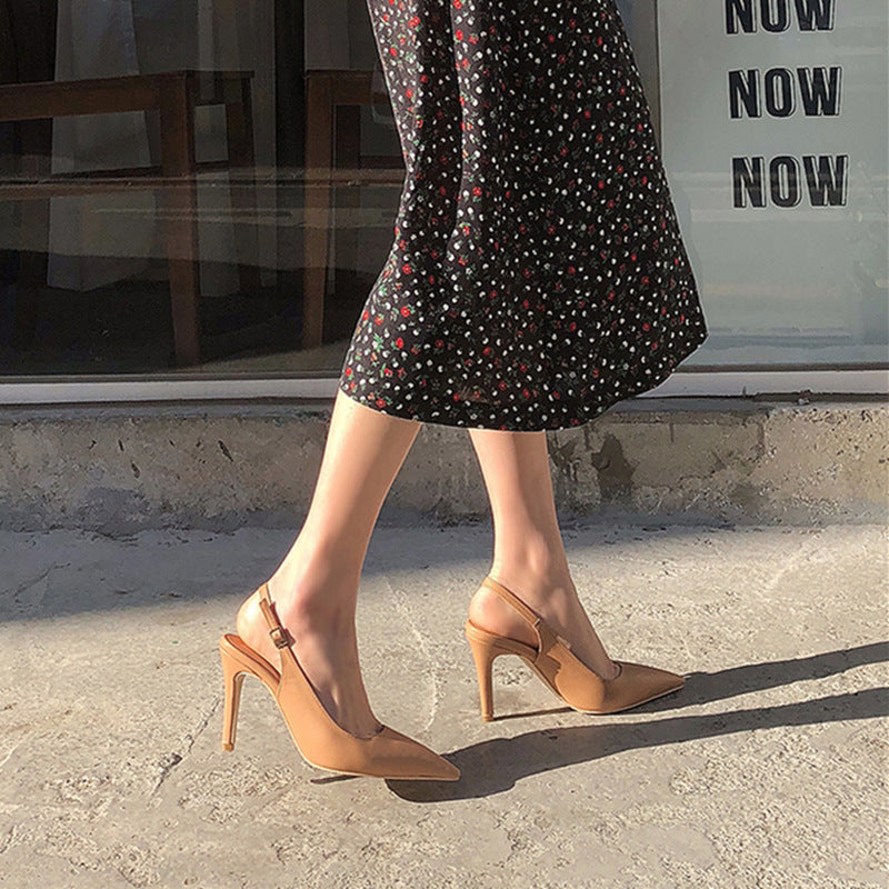 Sleek Pointed Buckle High Heels – Sculpted Elegance in Every Step