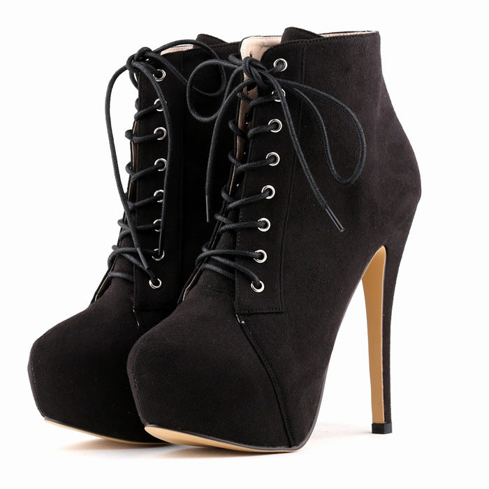 Lace-Up Martin Boots with Super High Stiletto Heels