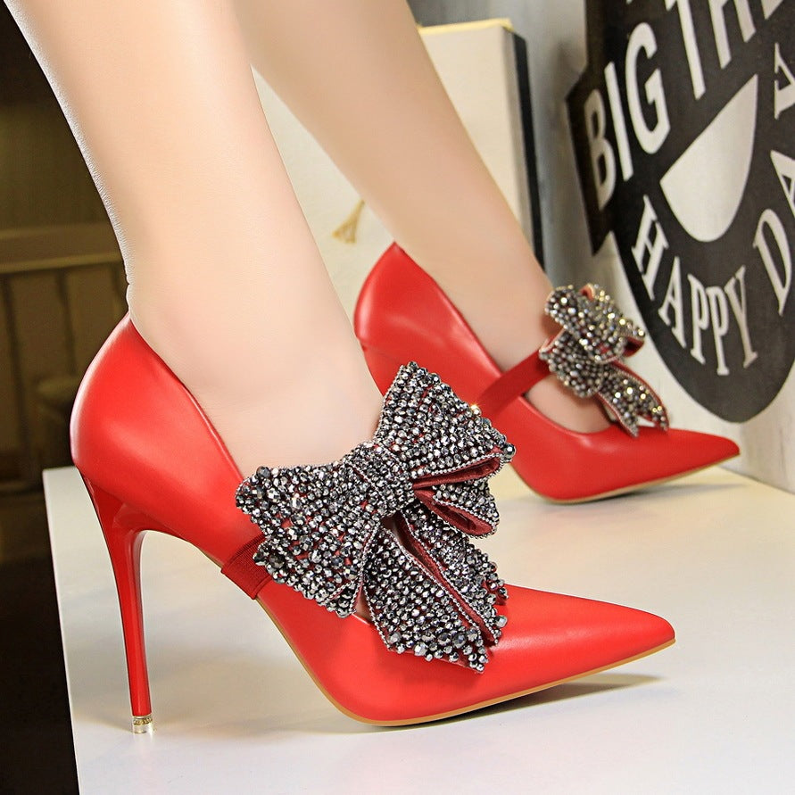 Elise Rhinestone Bow Stiletto Heels – Gracefully Bold