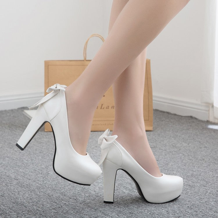 12CM Round Toe Platform Heels with Statement Bow – Bold & Beautiful