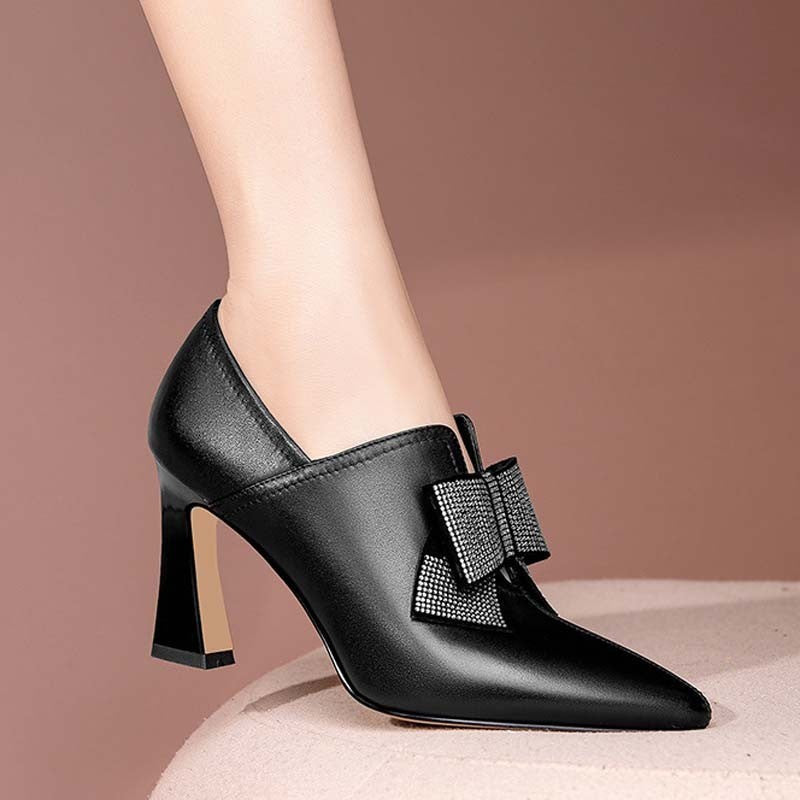 Bella Bow Chunky Heels – Party Ready Shine
