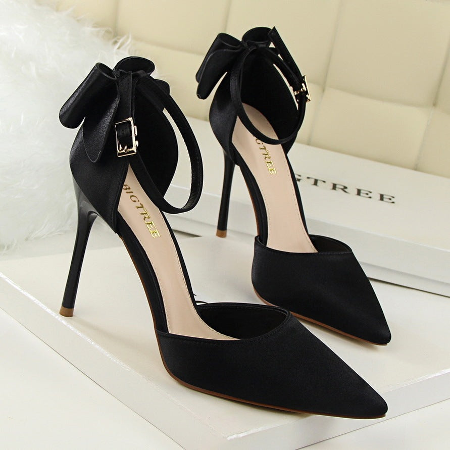 Luxe Bloom Satin Bow Stilettos