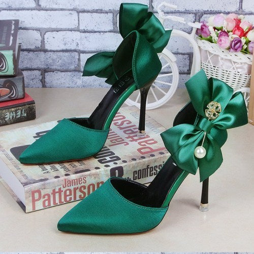 BowCharm Pointed Baotou High Heels