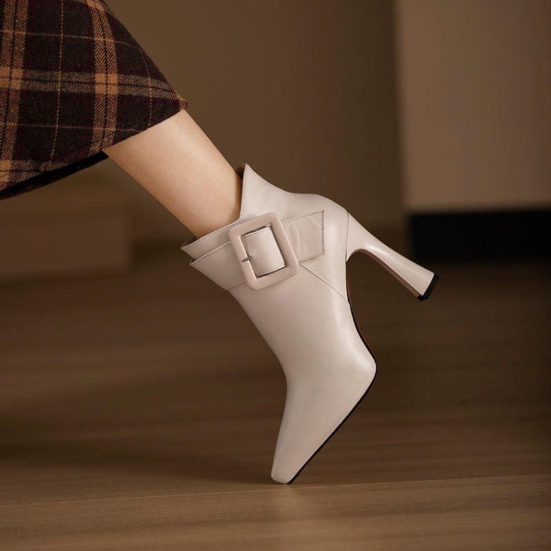 Aria Buckle Stiletto Boots – Sleek, Bold, Refined