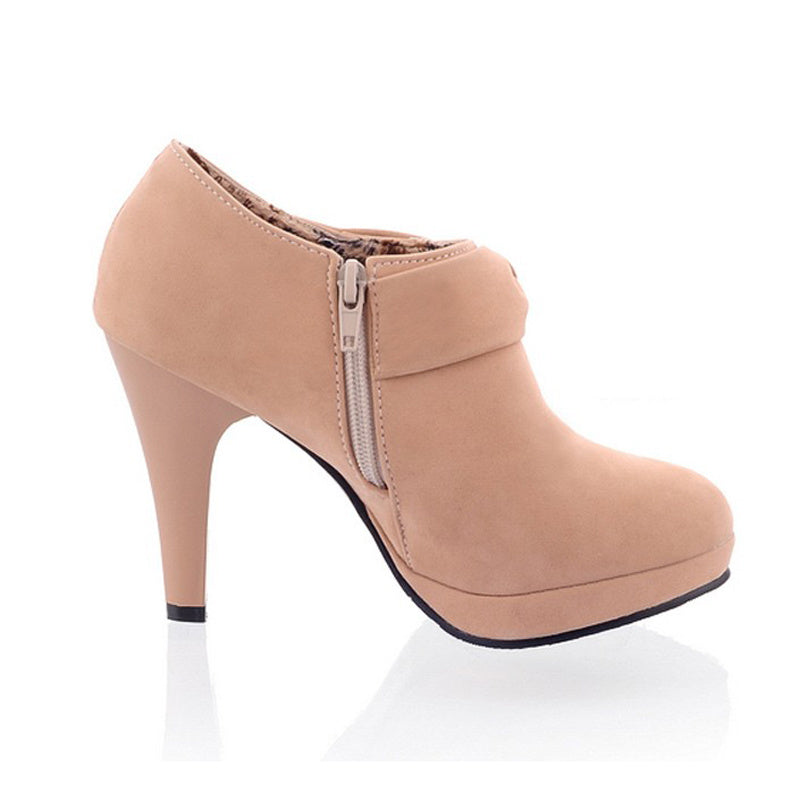 Velvet Chic Round Toe High Heels with Studded Strap