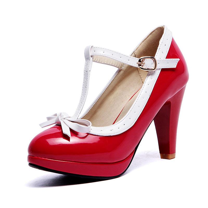 Sweet Bloom Platform High Heels – Thick Heels with Bows & Charm