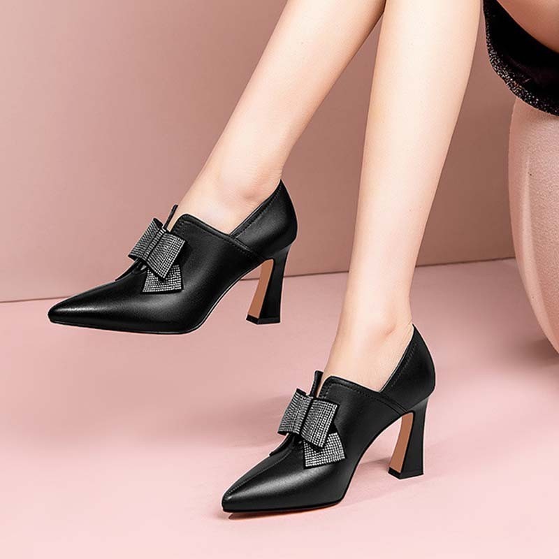 Bella Bow Chunky Heels – Party Ready Shine