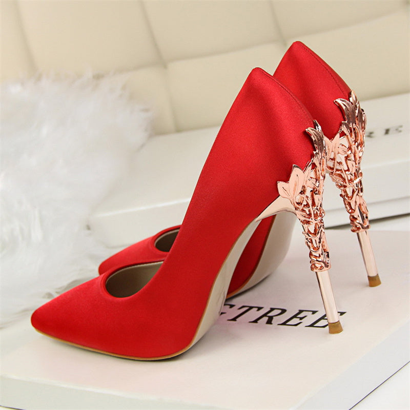 Moonlight Pointed Silver Stilettos – Luxe Satin Heels with Platform