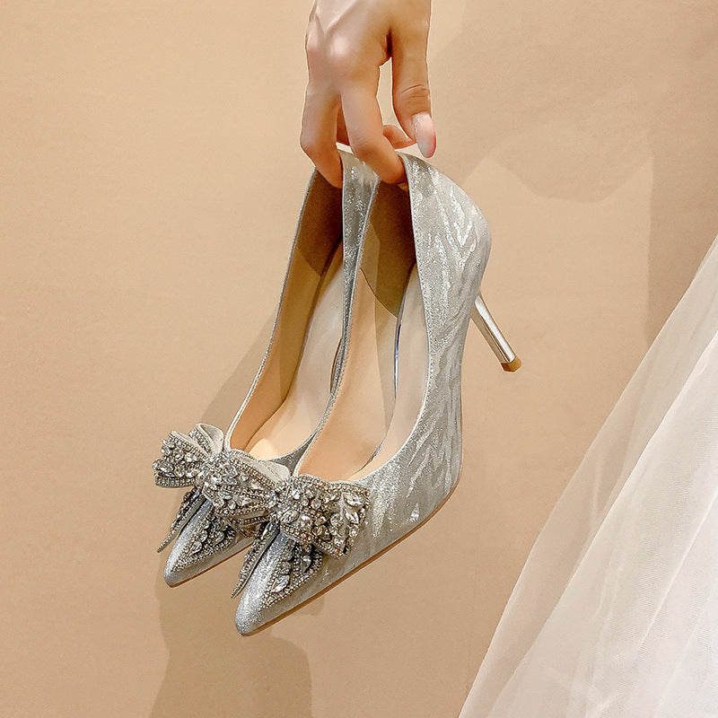 Celina Rhinestone Bow Stiletto Heels – Shine in Every Step